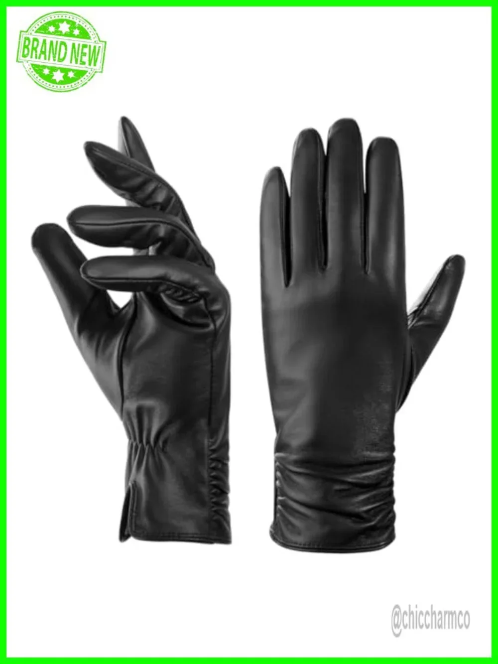 Genuine Leather Gloves Cashmere Lined Touchscreen Driving Gloves